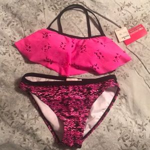 Pink and black geometric bathing suit, NWT